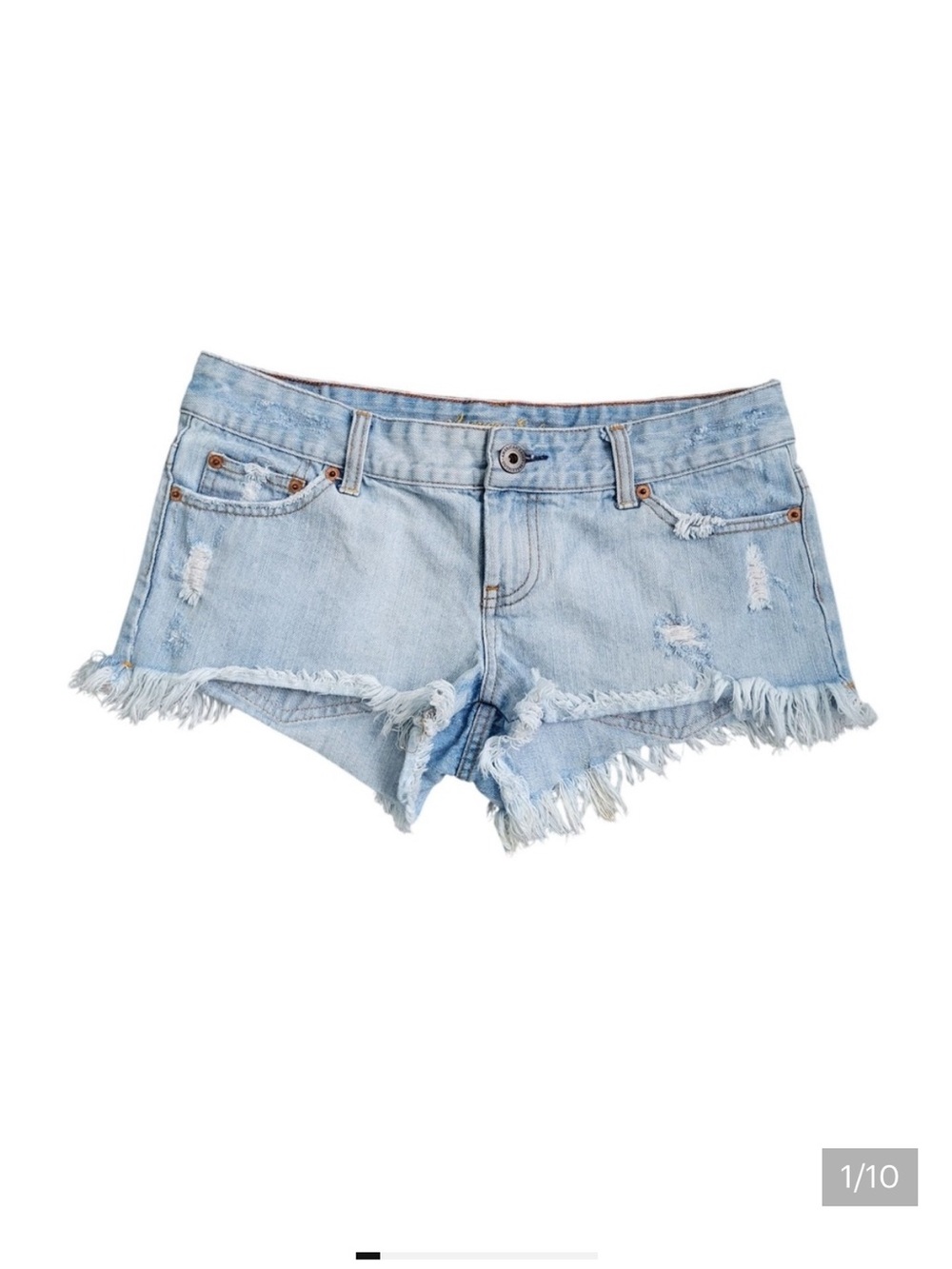 Vintage Y2K American Eagle Low Rise Micro Jean Shorts 4 Light Wash 2000s Denim